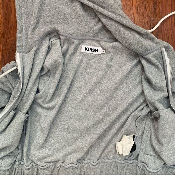 Kirsh Gray Cropped Hoodie Zip Up Sweatshirt Cherry Flower Patch Size 1 Juniors - Picture 7 of 10